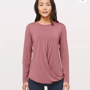 Lululemon Serene Saturday faux wrap Long Sleeve quicksand mauve color small
